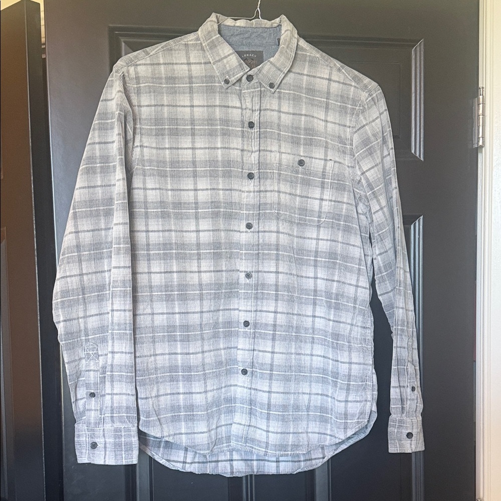 Classic Gray Checkered Men's Button-Down Shirt